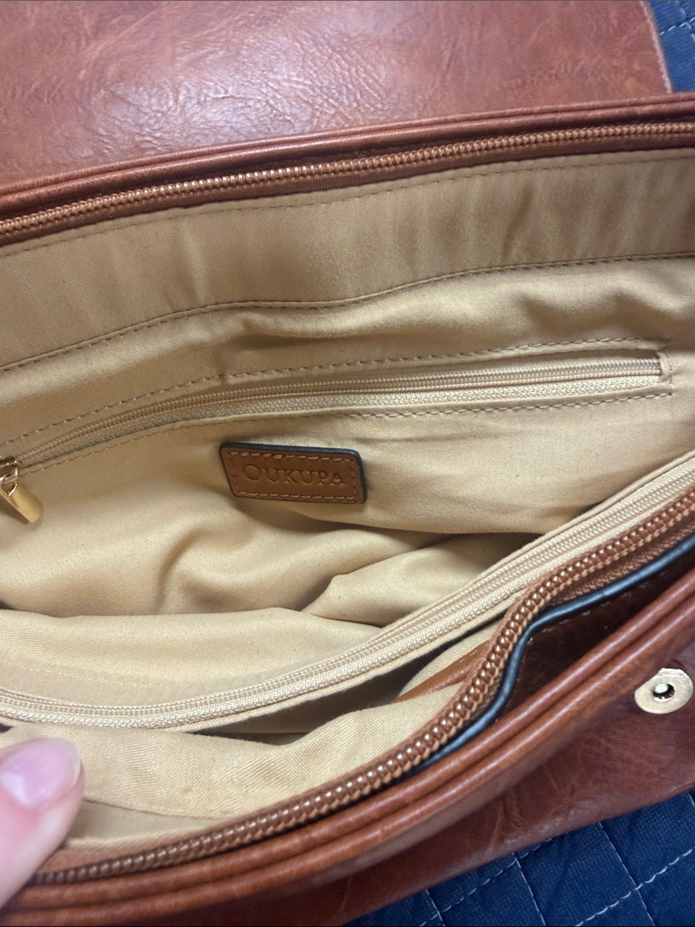 Vintage Messenger Bag Brown Faux Leather with Buckle Detail Laptop Crossbody - Picture 6 of 7